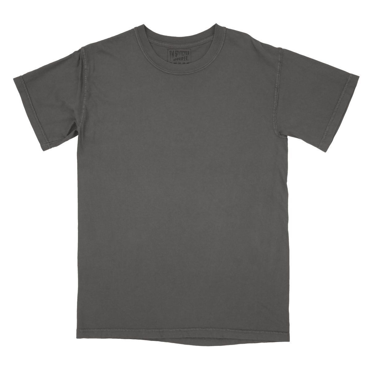 Pepper garment-dyed blank t-shirt made from soft premium cotton with a relaxed fit and vintage-washed finish. Ideal for embroidery, printing, crafting, or everyday wear.