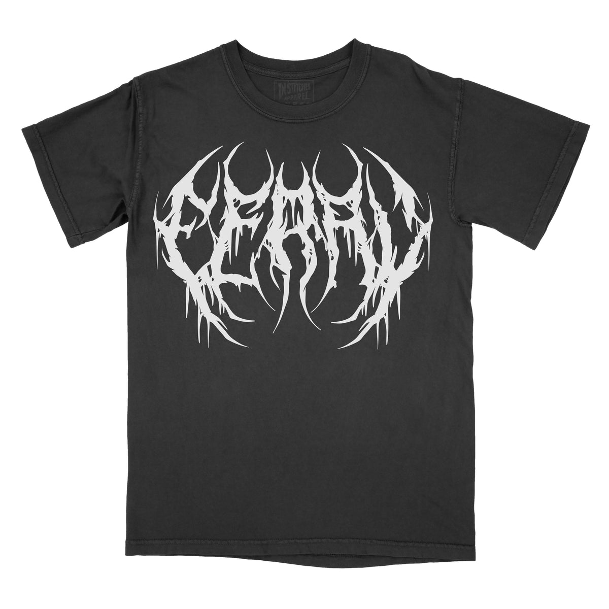 A black Comfort Colors graphic tee with the word 'Feral' printed in a bold, metal font design on the front.